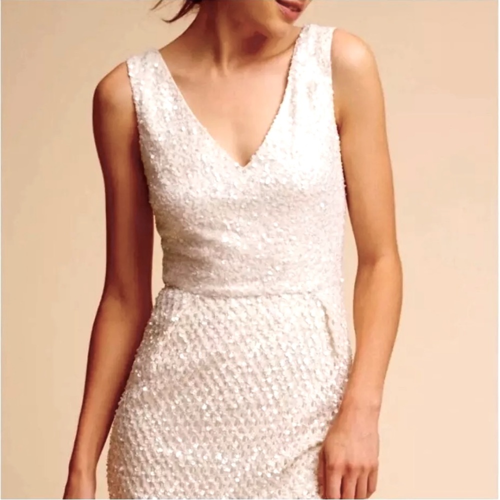 Adrianna Papell little white sequined dress